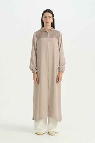 Nihan Sequin Mesh Detailed Ferace - Stone