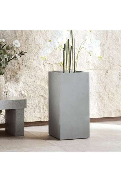 PAN HOME Eldora Polyresin Rectangle Planter 34x34x71cm - Grey