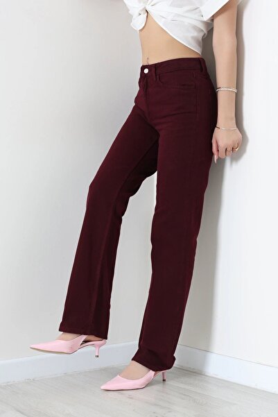 modi Straight Kesim Kot Pantolon Bordo - 32888.2049.