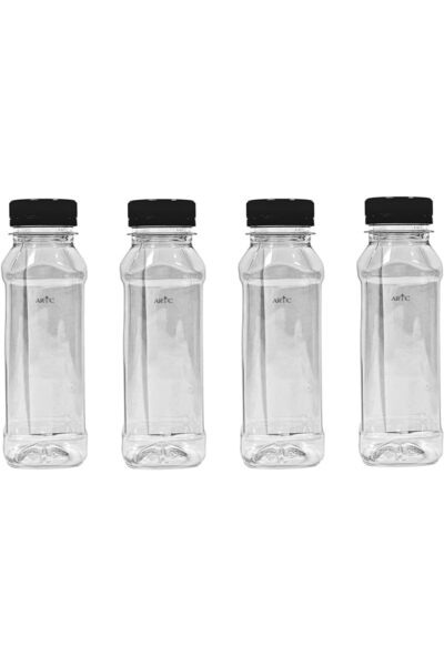 ARTC 4Pcs Plastic Juice Bottles Clear With Caps - 250ml Leak Proof Reusable W...