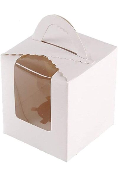 The Bros 50-Pack Single Cupcakes Containers Gift Boxes with Window Inserts Ha...
