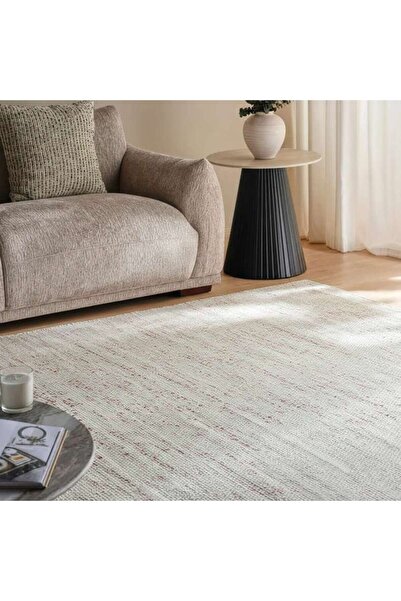 PAN HOME Sandy Flatweave Rug 160x230cm - Cream & Red