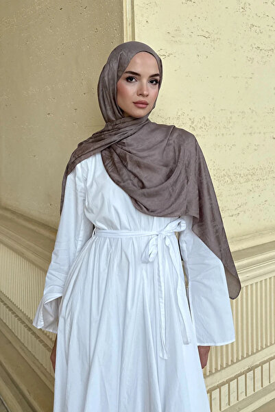 Madame Polo Premium glow jacquard shawl check - mink