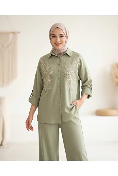BURRASCA Embroidered Stone Linen Suit