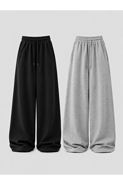 yx yustex sport 2'li Eşofman Unisex (Siyah-Gri) Oversize Yazlık Eşfoman Seti ...