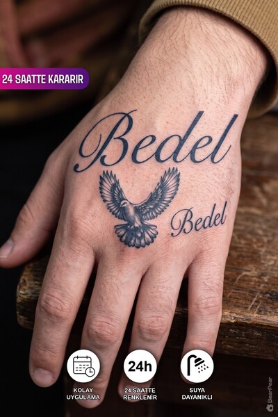 BP Tattoo Bedel Dövmesi 24 Saat Sonra Kararan Bedel Yazılı Yarı Kalıcı Dövme