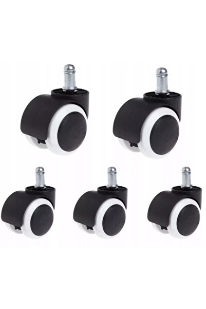 Korbi Set 5 roti scaun, Plastic/Cauciuc, 22 mm, 50 mm, 11 x 22 mm, 60 kg, Alb...