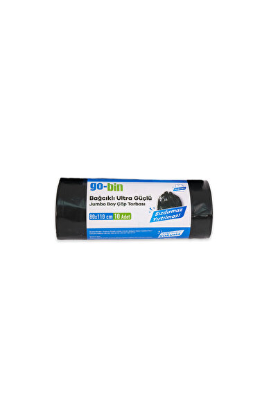 GO-BIN Ultra Güçlü Jumbo Bağcıklı Boy Çöp Poşeti 80x110