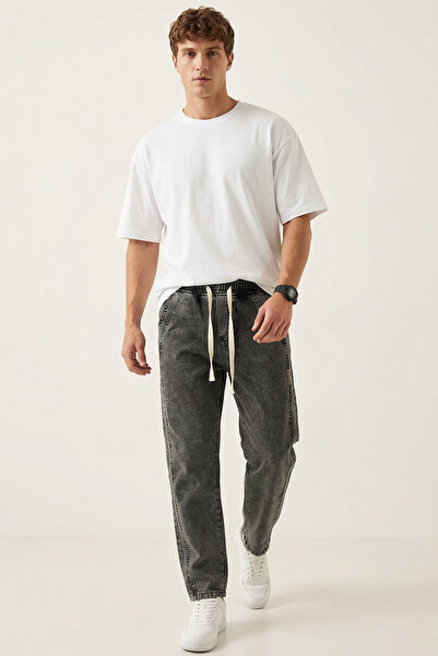 Merterium Men's Relaxed Fit Baggy Jean Trousers 1521 - Anthracite