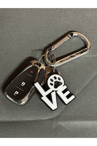 SORA DESIGN Love Themed Keychain with Dog Paw Design - Black and White