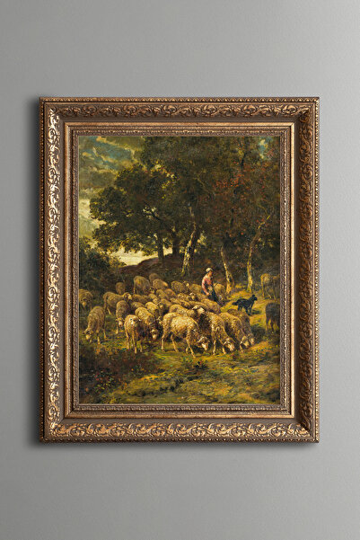 epiqart Cat Family Playing in the Forest - Vintage Patterned Frame - Thick Model