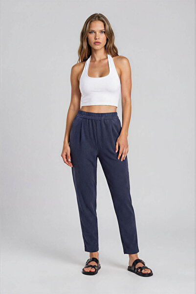 Vitrin Slim striped elastic waist pants