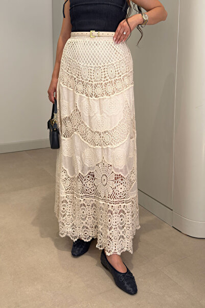 MAGARDE Imported Macrame Skirt - Beige