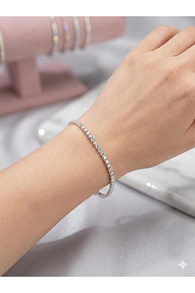 Hensa Store Zirkon Taşlı Silver Renkli Esnek Su Yolu Bileklik 2 adet gönderil...