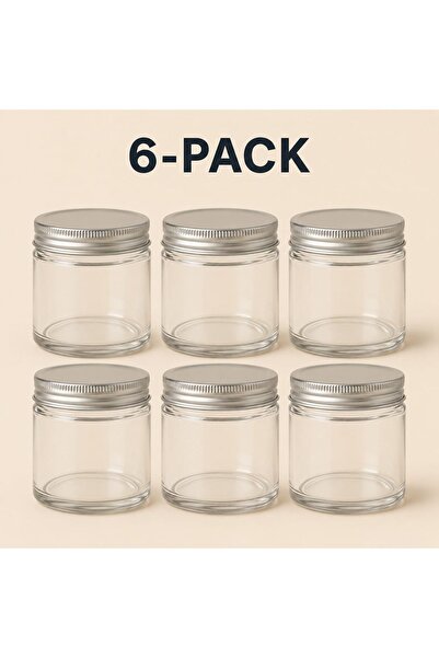 OEM Recipiente din Sticla pentru Lumânări | 100ml | 6 buc | Transparent | Cap...