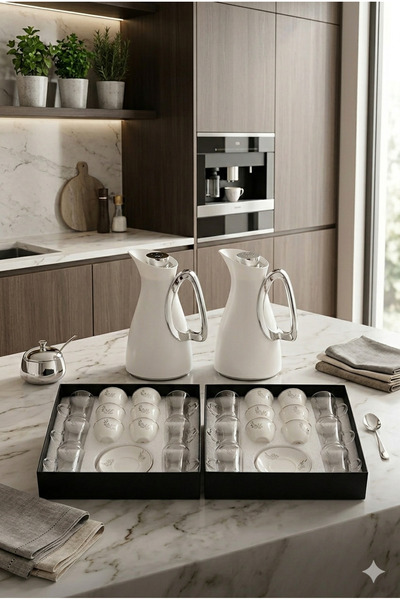 Generic Luxury Tea and Coffee Set with Tea Pots and Coffee Cups and Serving T...