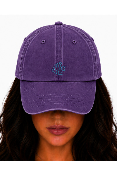 WeavedCo Blue Fish Embroidered Hat, Vintage Washed Baseball Cap (Fishembroide...