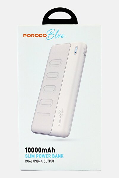 porodo 10000mAh Slim Power Bank Dual Usb-A Output, White