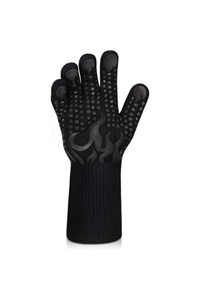 choice2 black 1pc Universal Anti-Slip Heat-Resistant Barbecue Oven Gloves Fir...