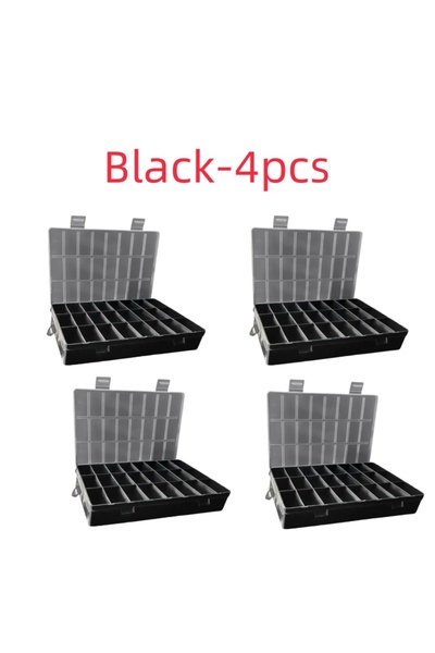 Choice8 55564-Black-4pcs 24 Grids Compartment Plastic Storage Box Jewelry Ear...