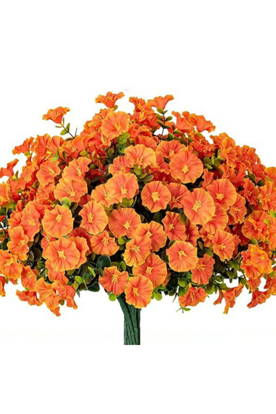 Choice3 4Bundles Orange 4/12Pcs Artificial Flowers Fake Silk Morning Glory Fl...
