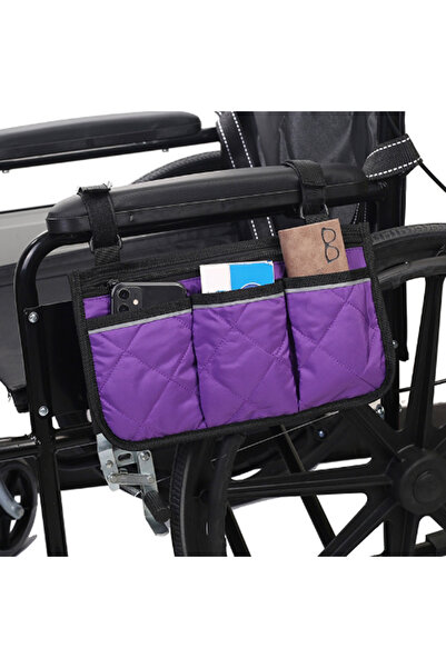 choice2 20cm*30cm PURPLE Wheelchair side armrest bag Reflective strip Portabl...