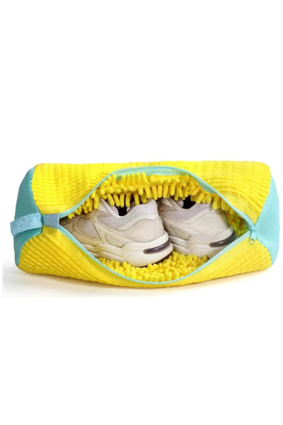 choice2 Yellow 1PC Fluffy Fiber Shoe Washing Bag 360° Surround Cleaning Reusa...
