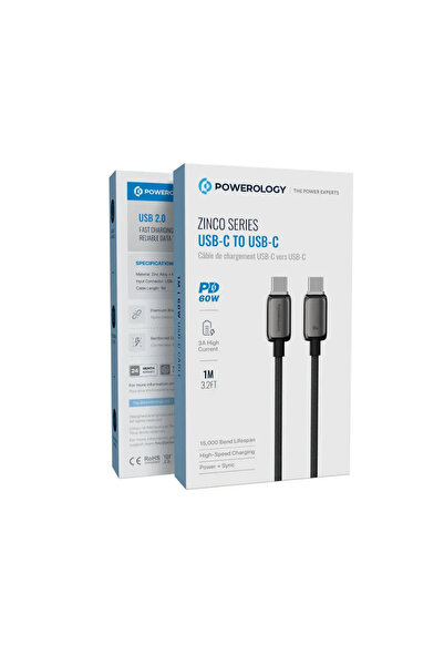 Powerology Zinco Series USB-C to USB-C Dark Gray