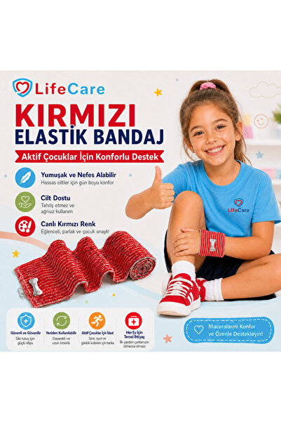 Life Care Kırmızı Elastik Bandaj 6cm