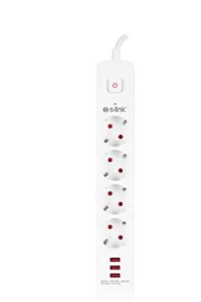 S-LINK SPG403U 1.5 متر 1.5 ملم 100% نحاس 750 جول 3 منافذ USB 5V2.4A مع 4 مفات...