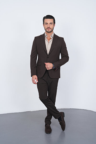 GustmanModa KAHVERENGİ SLIM FIT CEKET