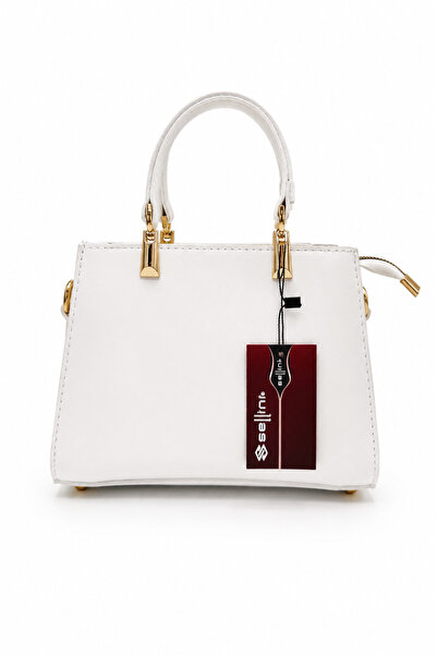 Sellini Livia Women's White Crossbody Shoulder Bag with Gold Detail