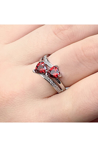 choice2 10 B2616 Huitan Romantic Engagement Rings For Women Double Heart Shap...
