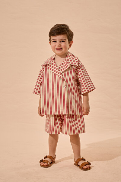 Fahhar Kids Double-Breasted Shirt Red