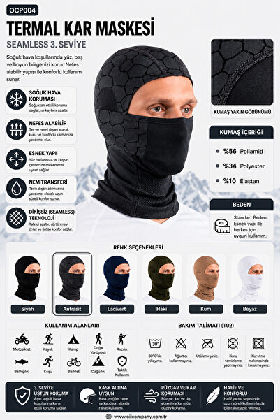 OIL COMPANY Unisex Thermal Windproof Biker Beanie Balaklava Thermal Balaclava...