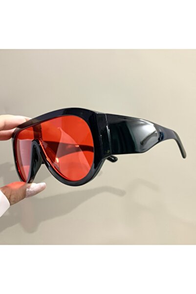 Choice3 Black red Retro Oversized Pilot Sunglasses Women Fashion Luxury Big F...