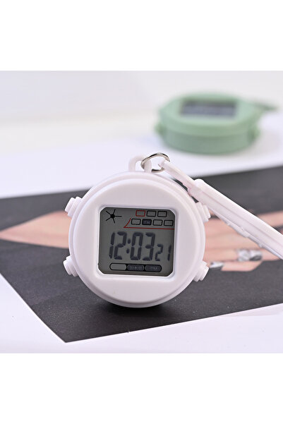 Choice5 white Keychain small hanging watch night light alarm clock mini elect...