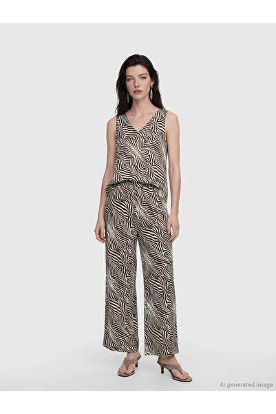 LC Waikiki Pantaloni de damă cu talie elastică și imprimeu