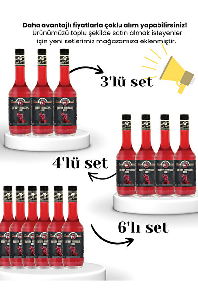 FO Hibiskus ve Orman Meyve Aromalı Baz Şurup 700 ml x 6 Adet Berry Hibiskus Base