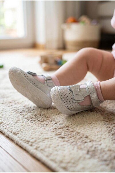 Tuğba Ortopedi 751 Orthopedic 100% Genuine Leather Baby Girl Silver First Ste...