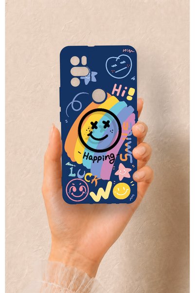 Vip Case Omix X300 Compatible Happing Smile Patterned Silicone Case