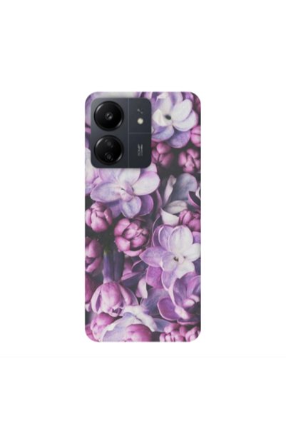 Other Xiaomi Redmi 13C Purple Flowers Transparent Silicone TPU Θήκη