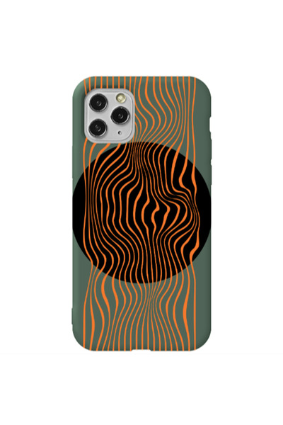 Other Apple iPhone 11 Pro Trapezoidal lines Dark Green Colored Silicone TPU Θήκη