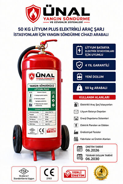 ünalgrup 50 kg Elektrikli Araç Lityum Yangın Söndürücü KKT Yangın Tüpü