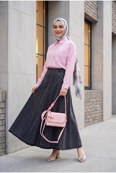 HİJABAYA Λινό πουκάμισο oversize με τσέπες στο πάνω μέρος και μακρύ πίσω μέρος