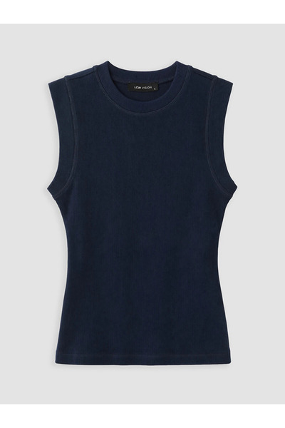 LC Waikiki Navy Blue Crew Neck Ribbed Women's Undershirt