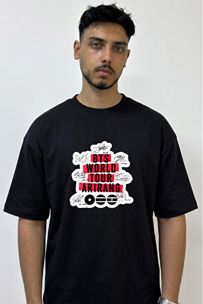 Anetos Bts Arirang_1 Design Printed Oversize Black T-Shirt