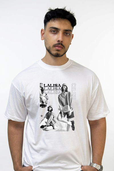 Anetos Lalisa_2 Design Printed Oversize White T-Shirt