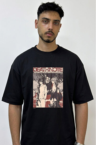 Anetos Death Note_13 Design Printed Oversize Black T-Shirt