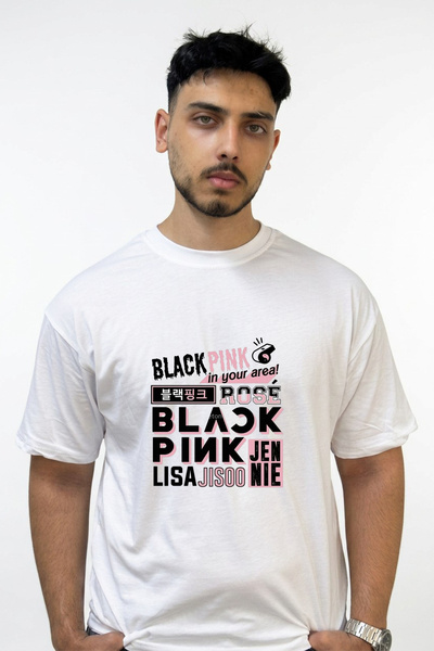 Anetos Blackpink_6 Design Printed Oversize White T-Shirt